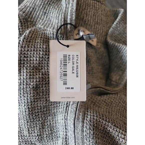 PETER MILLAR Crown Kitts Twisted Quarter-Zip Sweate Blue Granite Mens Sz L $250 - Picture 3 of 3